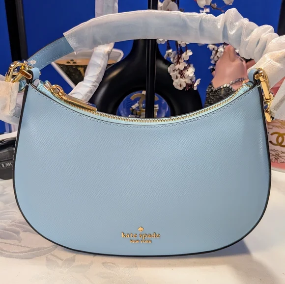 Kate Spade Paige Convertible Crossbody Purse Saffiano Leather Fountain Blue -NEW - Picture 2 of 10
